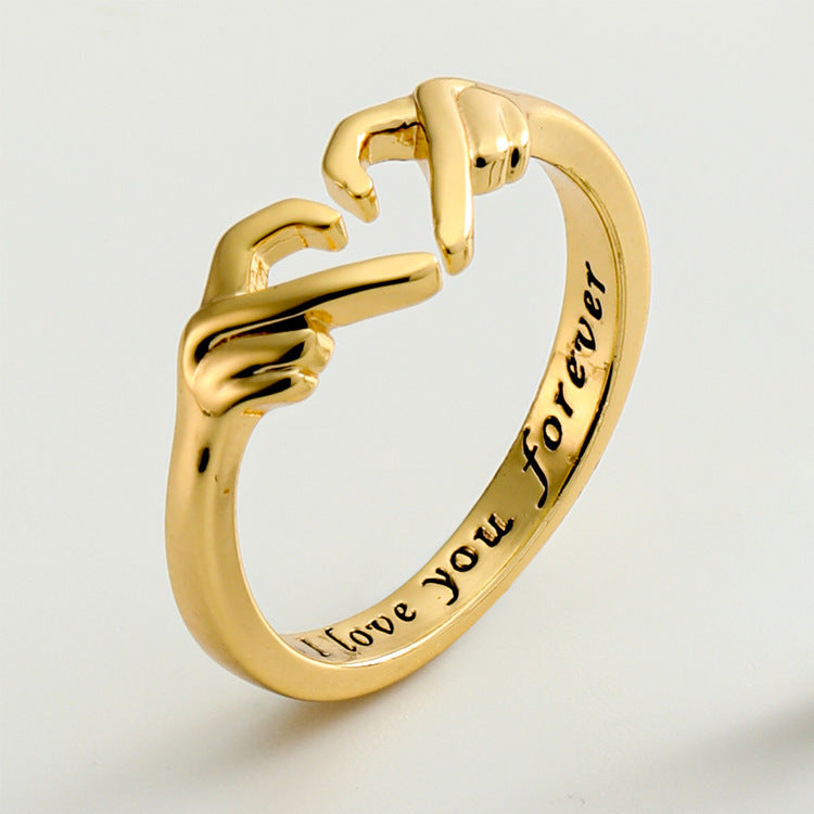 Romantic Heart Hand Hug Fashion Ring For Women