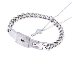 Titanium Steel Couple Love Lock Bracelet