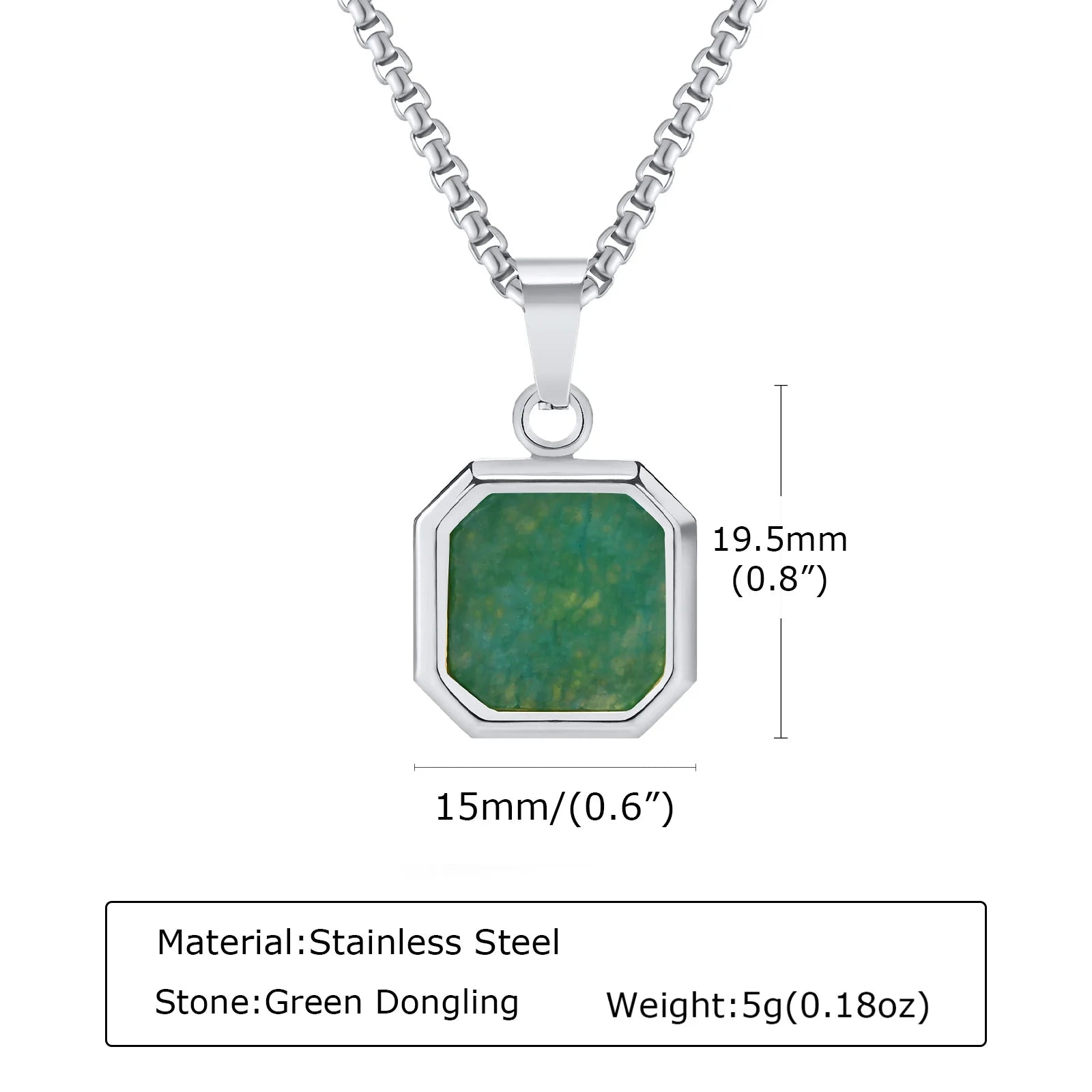 Natural Stone Pendant Necklace for Men – Stainless Steel Chain
