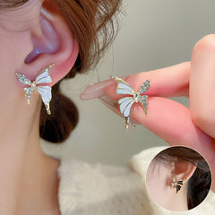 Fashion Jewelry Rhinestone Dripped Butterflies Stud Earrings