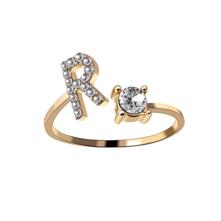 Adjustable 26 Initial Letter Ring Fashion Jewelry For Women