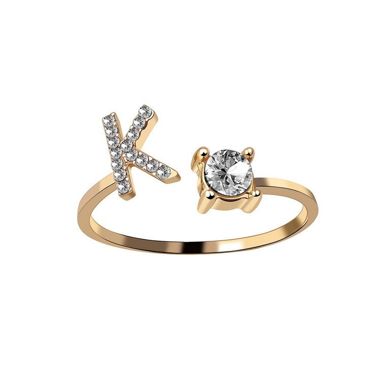 Adjustable 26 Initial Letter Ring Fashion Jewelry For Women