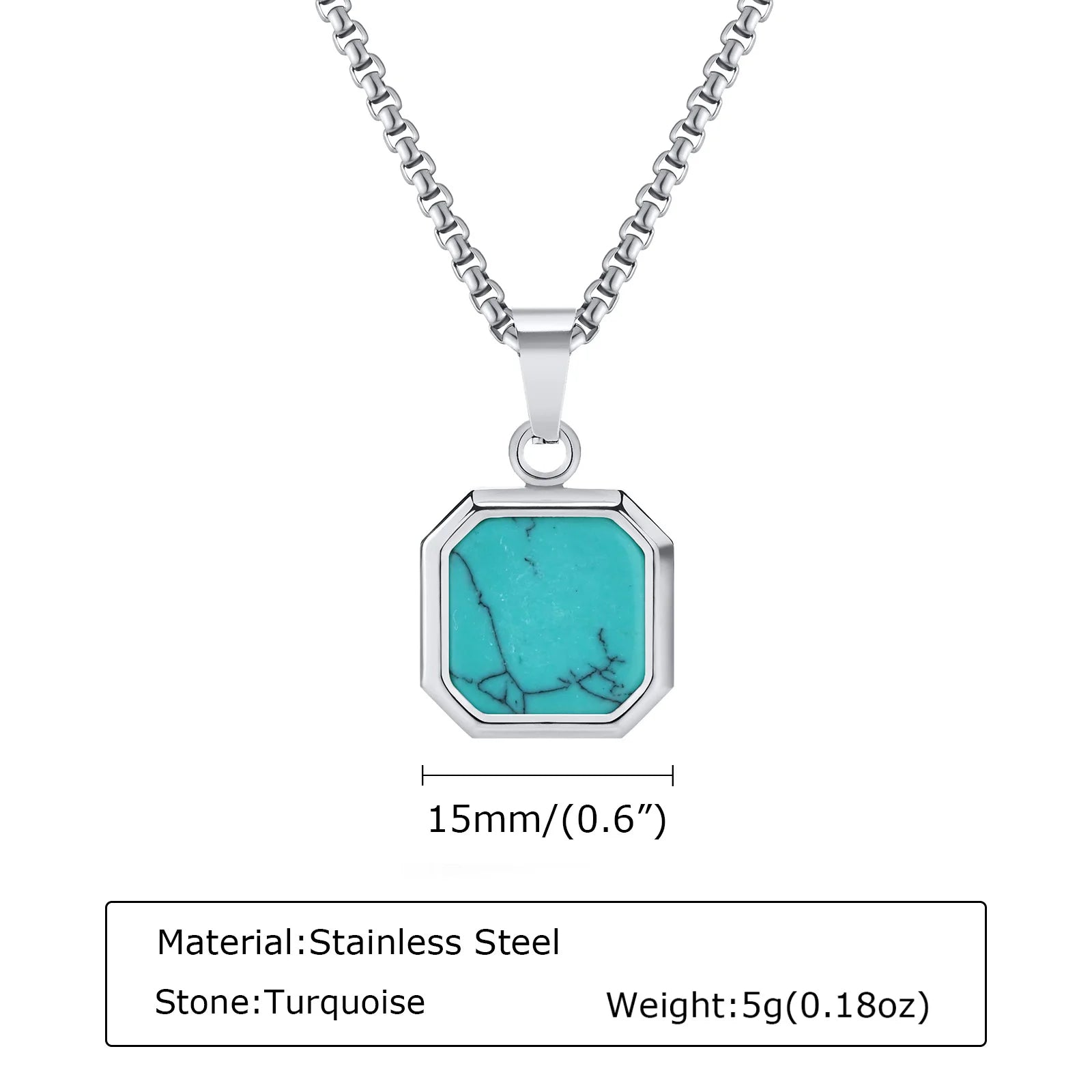 Natural Stone Pendant Necklace for Men – Stainless Steel Chain