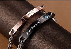 Titanium Steel Couple Rose Gold Black Bracelet