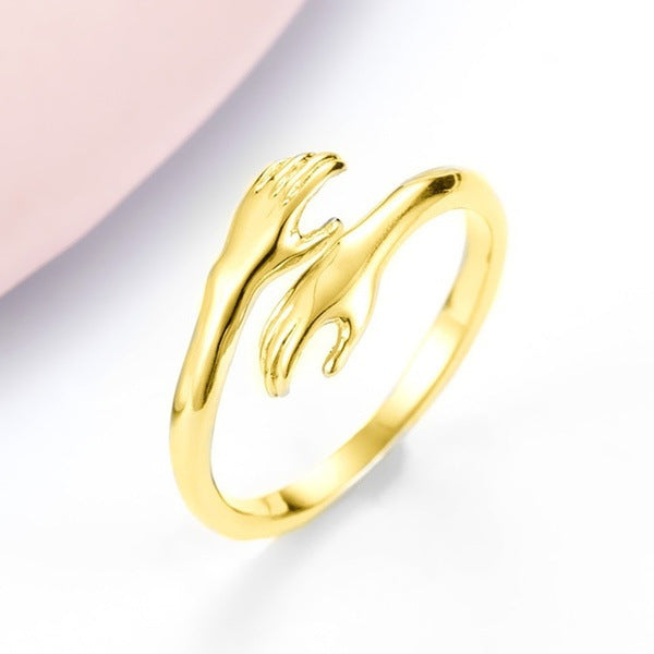 Alloy Simple Hands Hug Ring