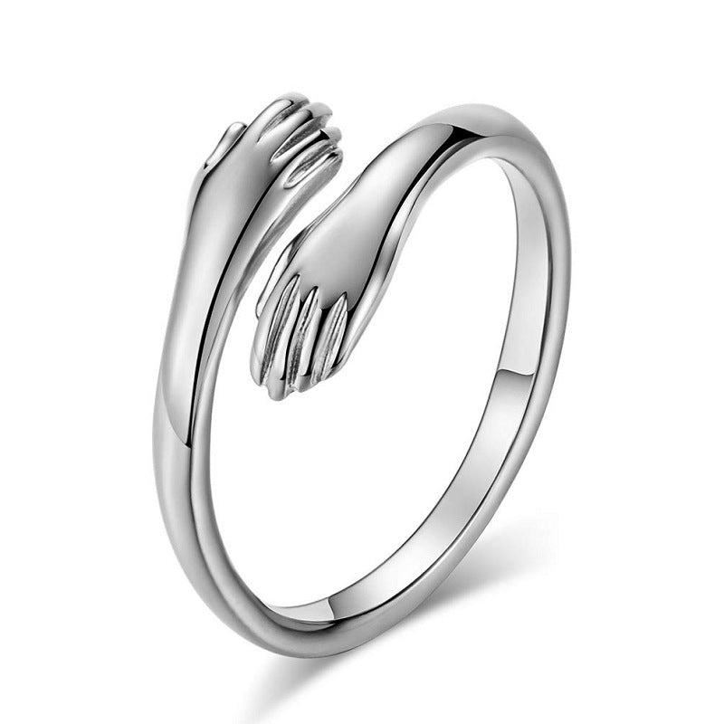 Alloy Simple Hands Hug Ring