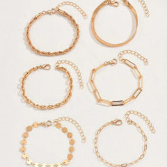 Six-piece Set Bracelet Snake Chain Hemp Flowers Chain Alloy