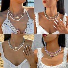 Coastal Charm Layered Beaded Necklace Set for Women