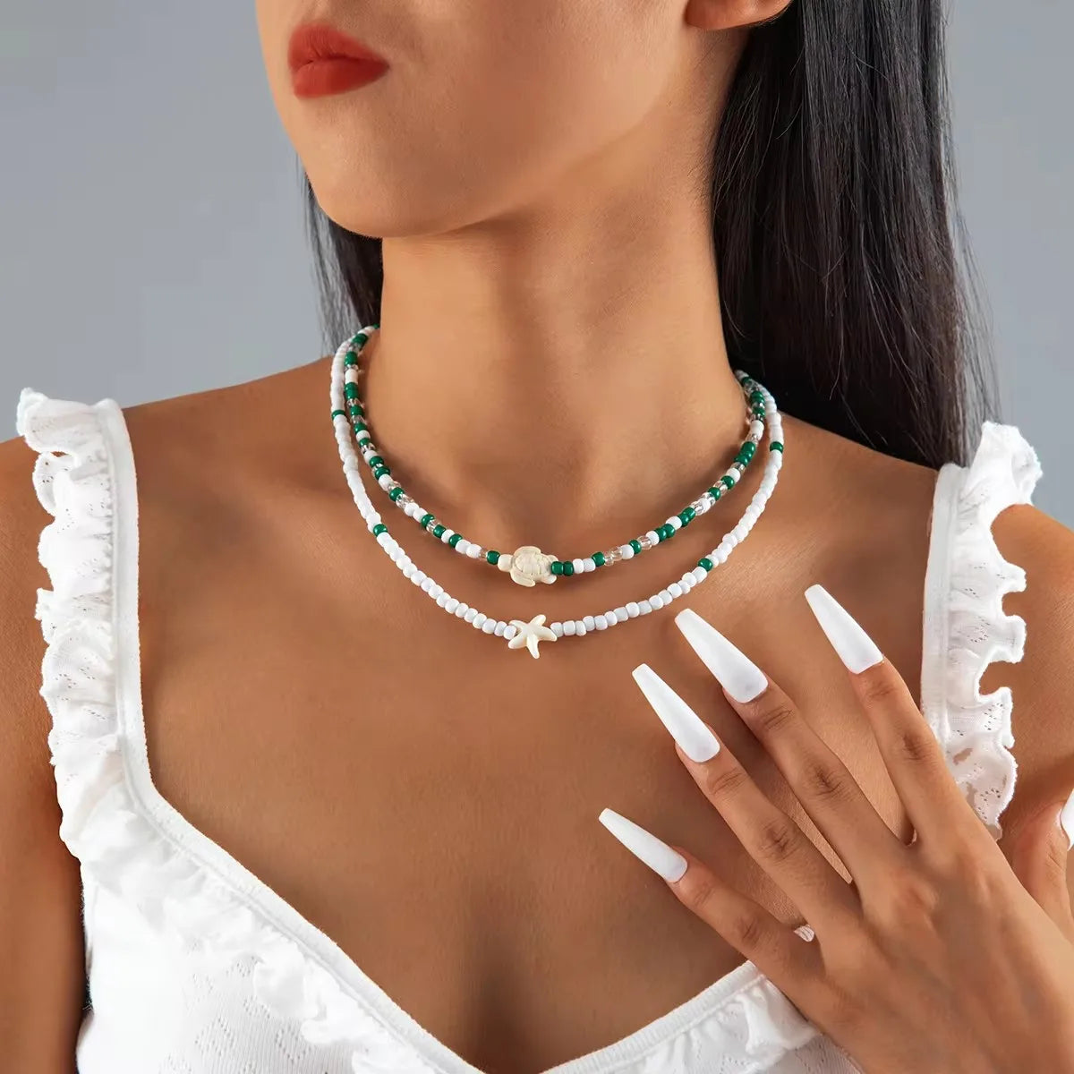 Coastal Charm Layered Beaded Necklace Set for Women