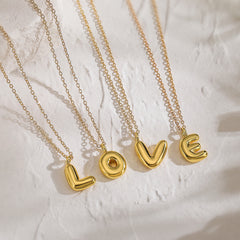 Copper Plated Gold English Letters Pendant Necklace