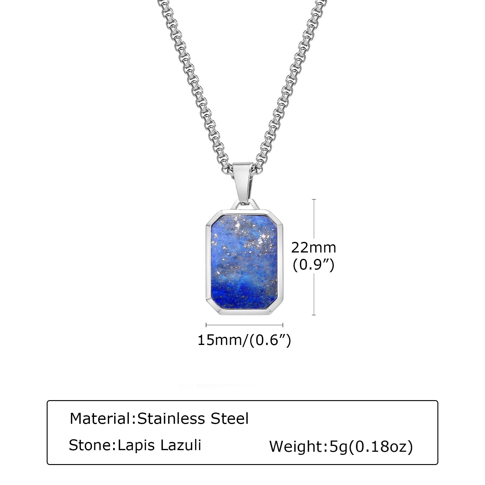 Natural Stone Pendant Necklace for Men – Stainless Steel Chain