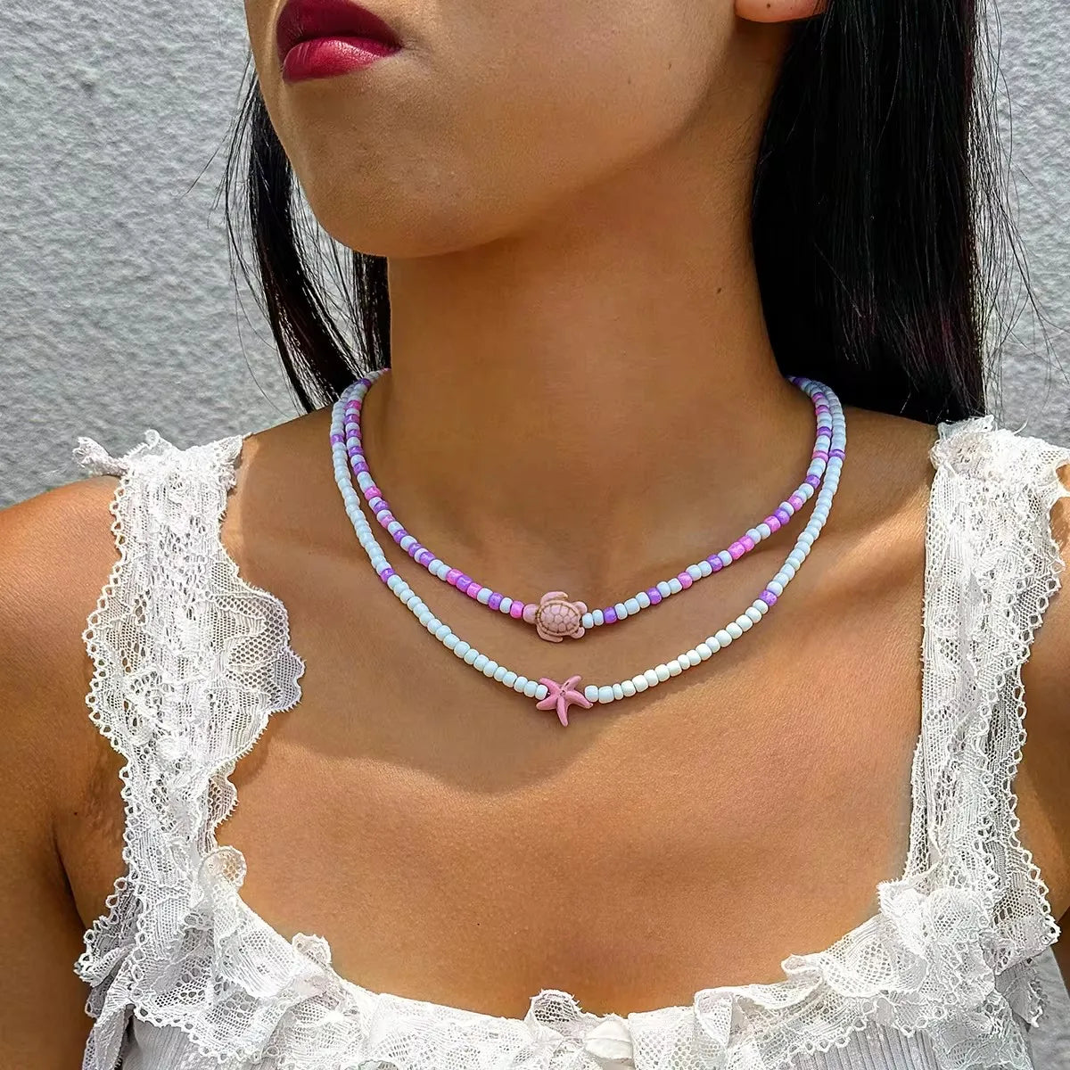 Coastal Charm Layered Beaded Necklace Set for Women