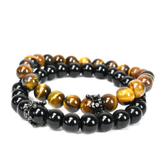 New 8mm Natural Stone Crown Beaded Bracelet