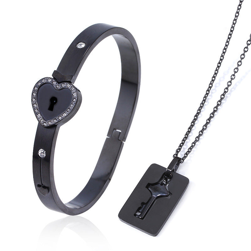 Titanium Steel Couple Love Lock Bracelet