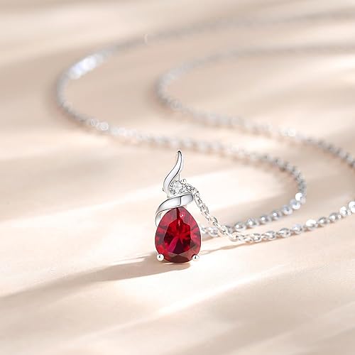Solid White Gold Birthstone Pendant Necklace for Women