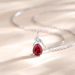 Solid White Gold Birthstone Pendant Necklace for Women