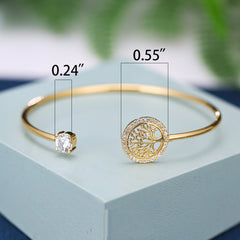 Gold Hope Tree White Diamond Bracelet Women Elegant Retro Style Jewelry