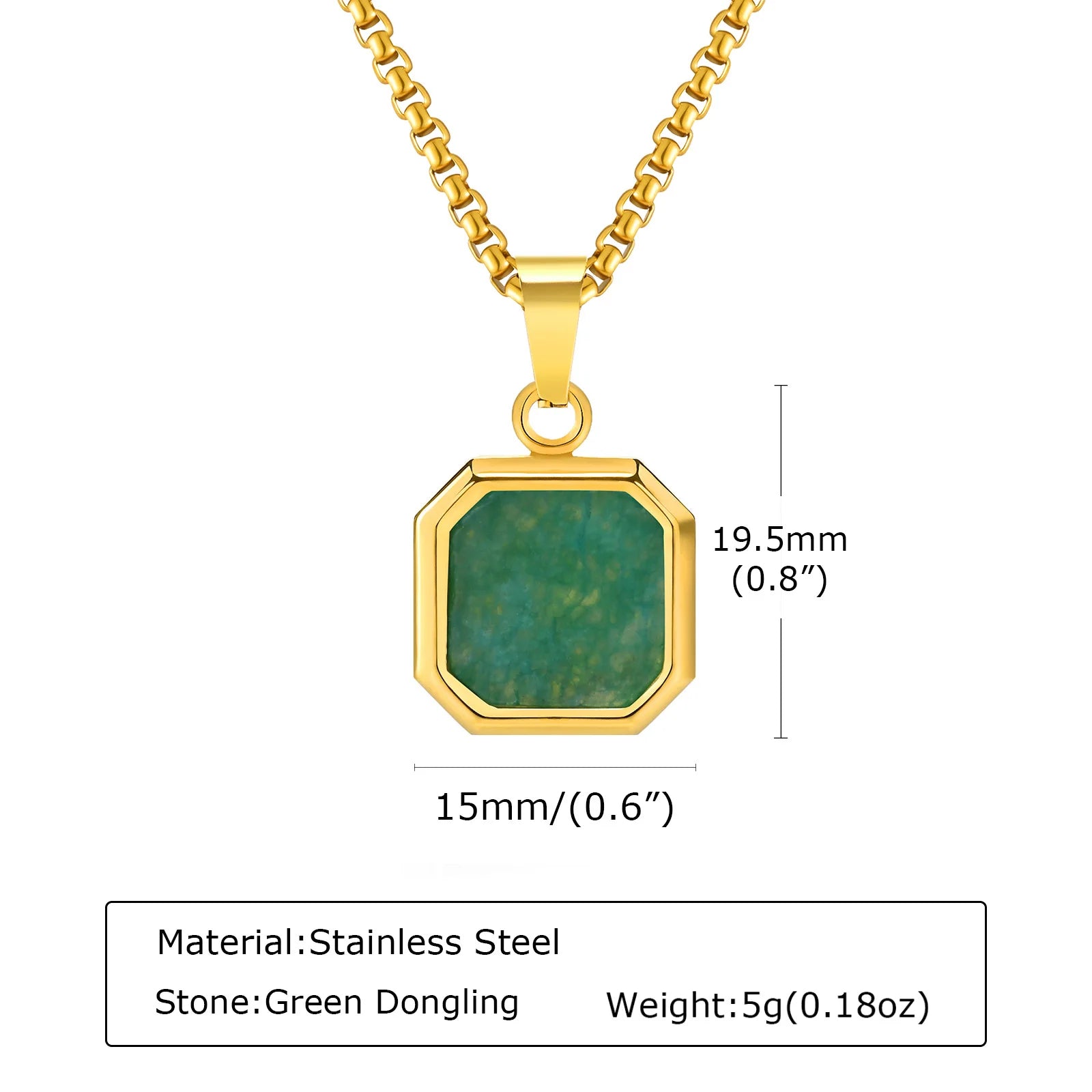 Natural Stone Pendant Necklace for Men – Stainless Steel Chain