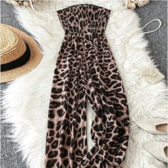 Women's Stylish Leopard Print Loose Jumpsuit