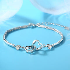 Japanese And Korean Simple Sweet Personality Doppel Herz Bracelet