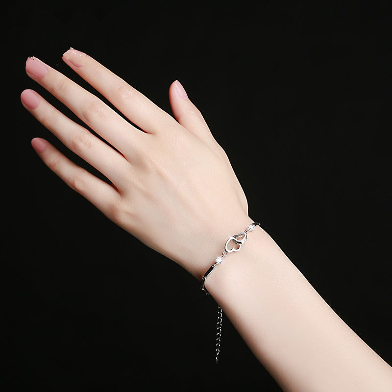 Japanese And Korean Simple Sweet Personality Doppel Herz Bracelet