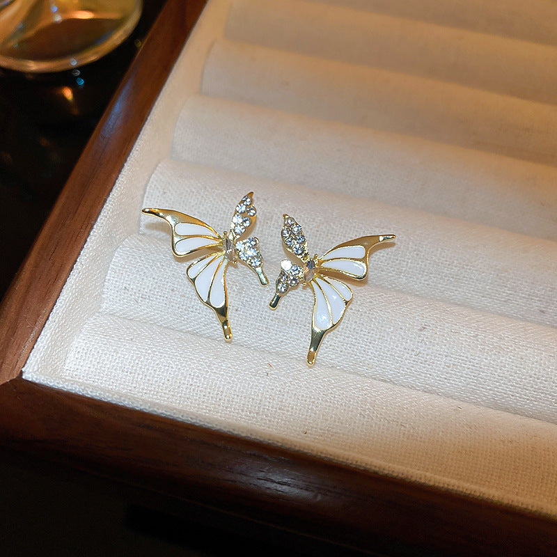 Fashion Jewelry Rhinestone Dripped Butterflies Stud Earrings