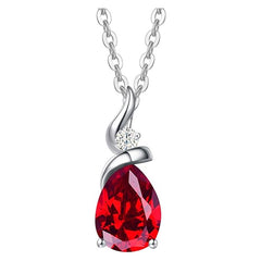 Solid White Gold Birthstone Pendant Necklace for Women