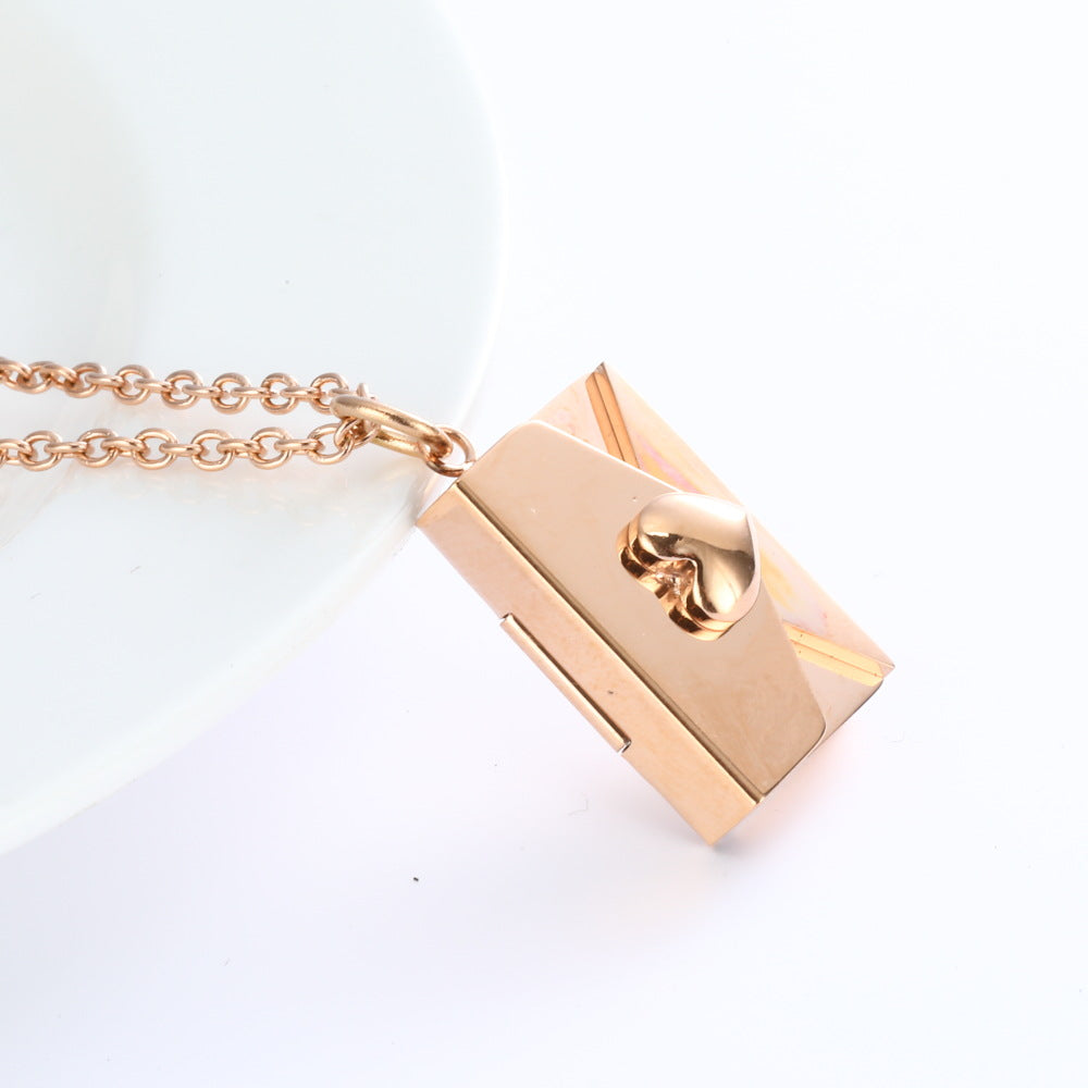 Peach Heart Envelope Necklace