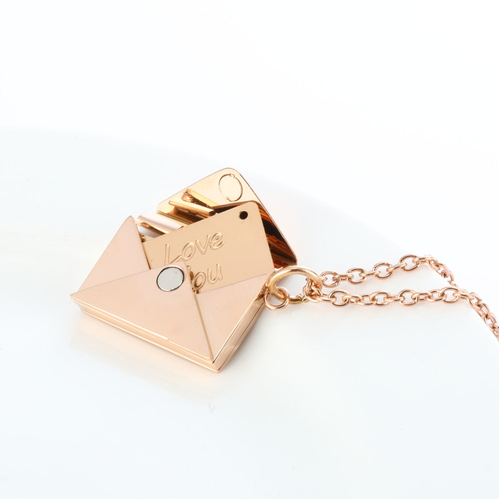 Peach Heart Envelope Necklace