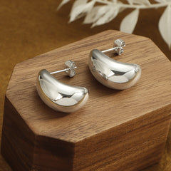 Crescent Glossy Water Drop Ear Studs Female Titanium Steel