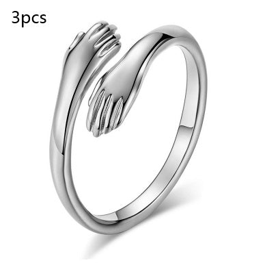 Alloy Simple Hands Hug Ring