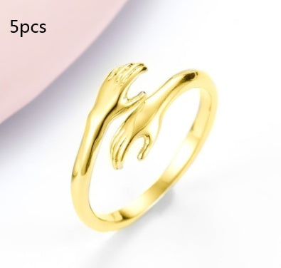 Alloy Simple Hands Hug Ring