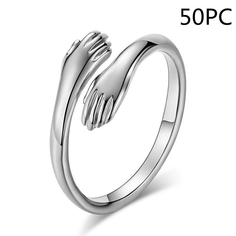 Alloy Simple Hands Hug Ring