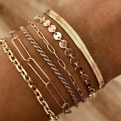 Six-piece Set Bracelet Snake Chain Hemp Flowers Chain Alloy