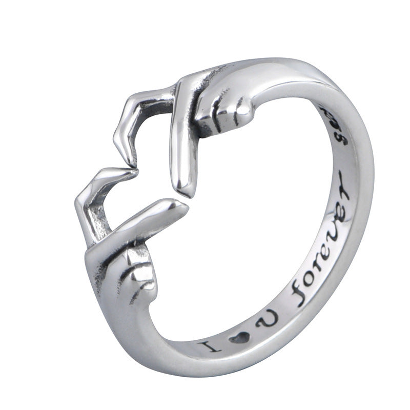 Romantic Heart Hand Hug Fashion Ring For Women