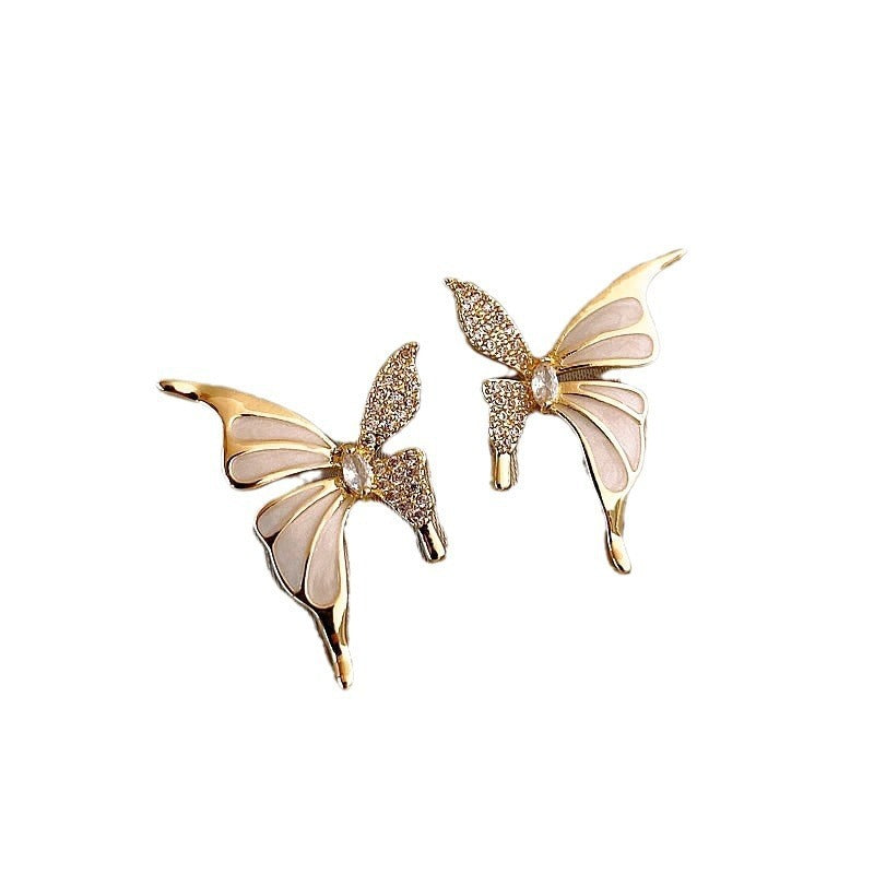 Fashion Jewelry Rhinestone Dripped Butterflies Stud Earrings